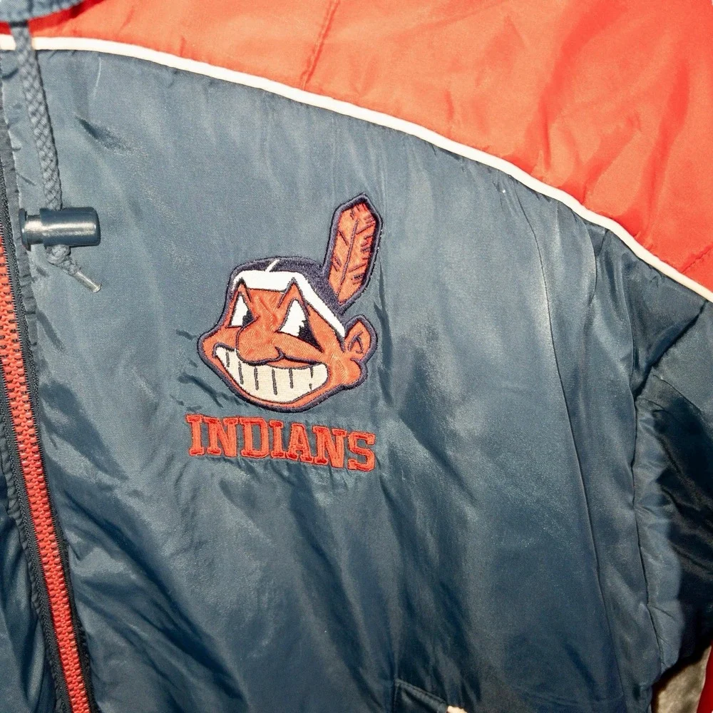 Vintage Pro Player‎ Cleveland Indians Guardians Puffer Jacket Mens Medium MLB